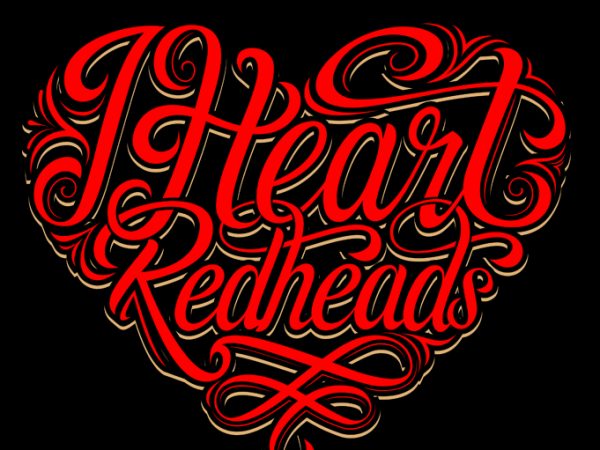 I heart redheads t shirt design for download