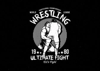 Wrestling vector tshirt design for sale