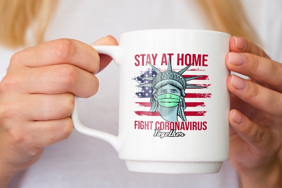 Statue of liberty stay at home fight coronavirus together t shirt design for purchase