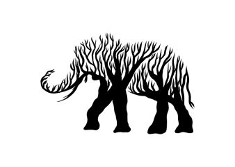 elephant animal silhouette from Tree vector t shirt design for sale