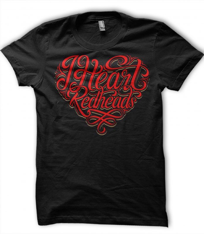 I heart redheads t shirt design for download