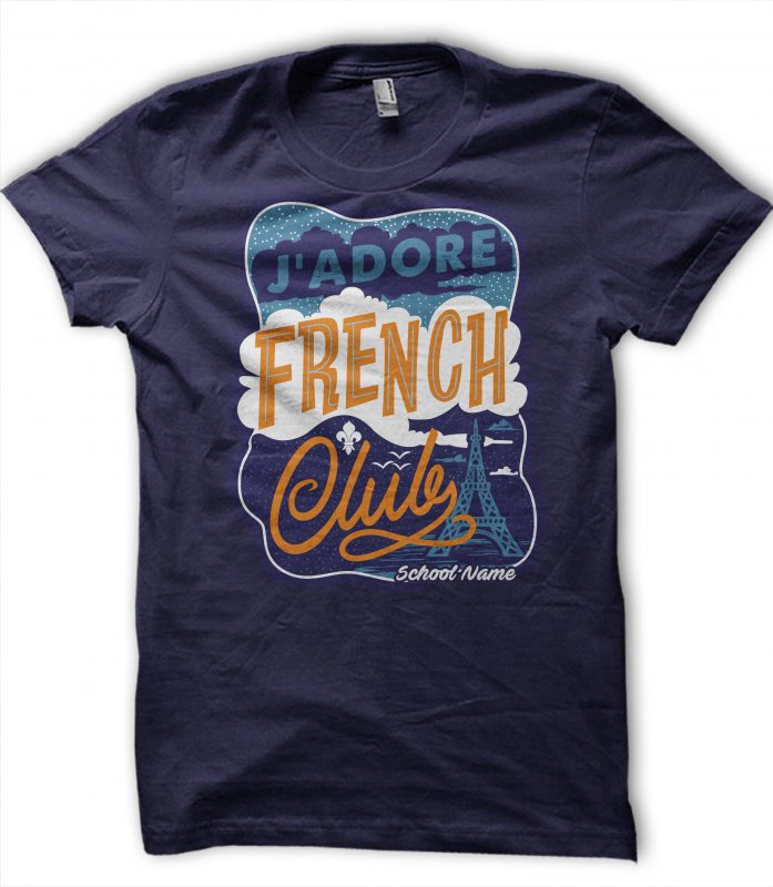 J’Adore French Club ready made tshirt design