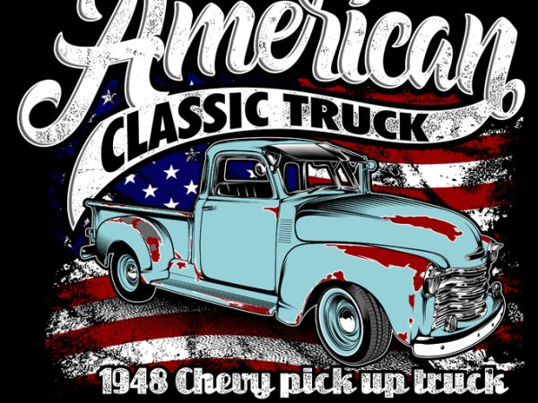 American classic truck t-shirt design for sale