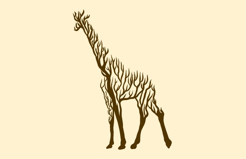 giraffe animal silhouette from tree vector t shirt design for sale