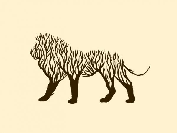 Download Lion animal silhouette from tree vector t shirt design for ...