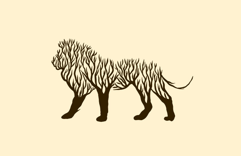 Lion animal silhouette from tree vector t shirt design for sale