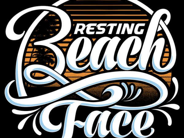 Resting beach face t shirt design for sale
