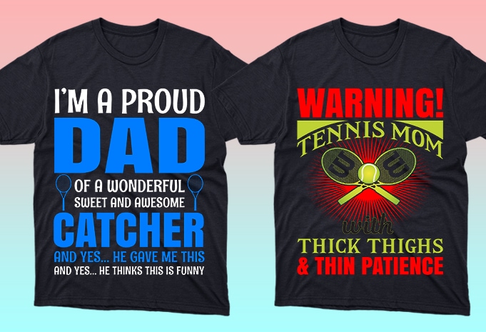 50 ediatble Tennis sport tshirt designs bundle commercial use