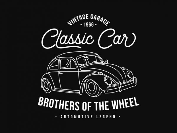 Classic car vw volkswagen, retro, vintage car garage commercial use t-shirt design