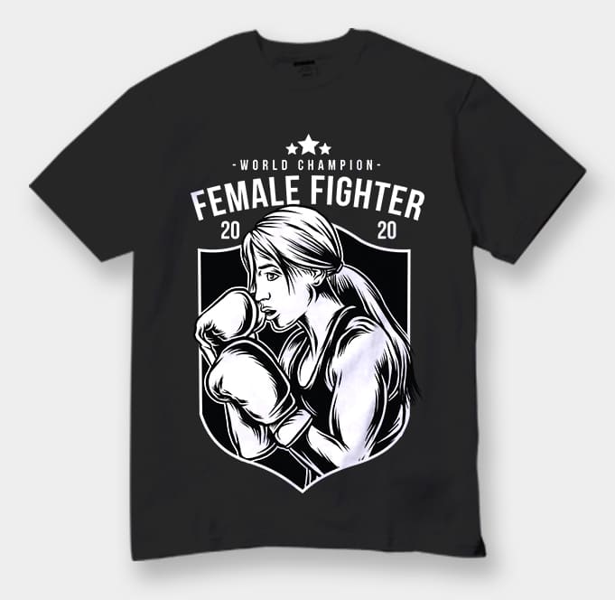 Fimale Fighter Gym vector Tshirt design
