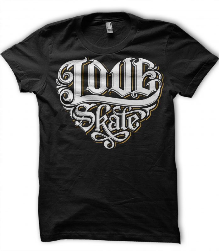 Love Skate graphic t-shirt design