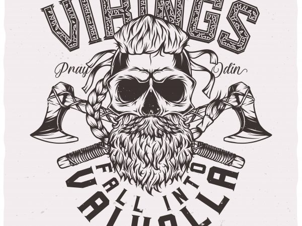 Fall into valhalla graphic t-shirt design