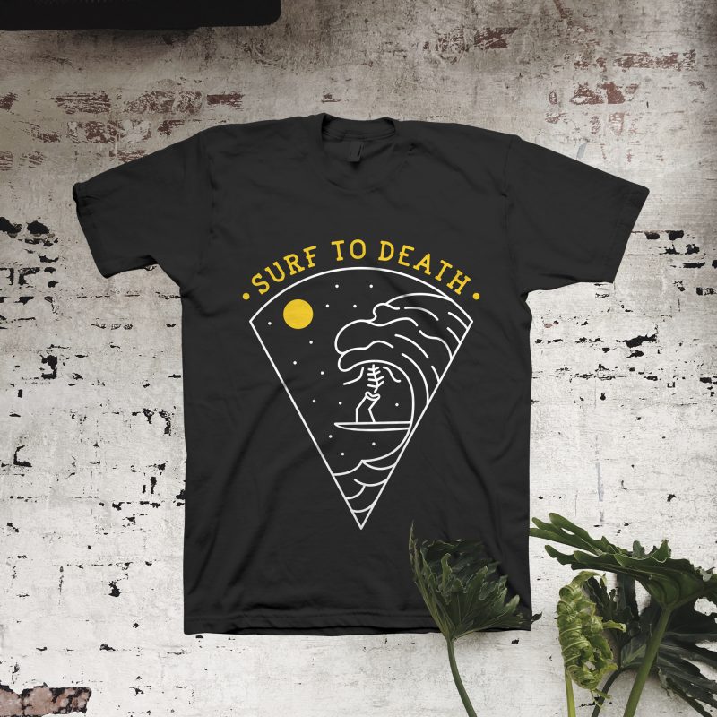Surf to Death t shirt design to buy