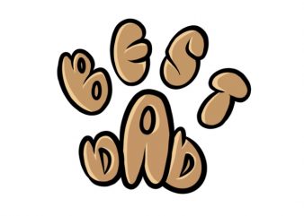 Best dog dad Ever Calligram Dog Paw t-shirt design for commercial use
