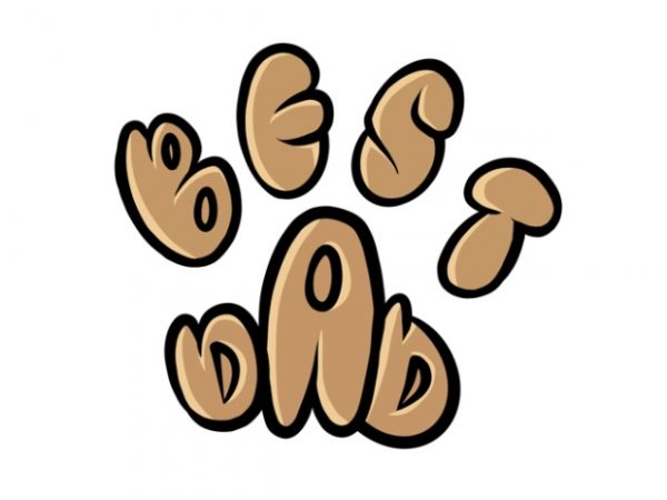 Best dog dad ever calligram dog paw t-shirt design for commercial use