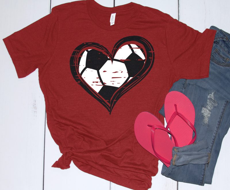 Distressed Soccer Hearted Ball t shirt design template