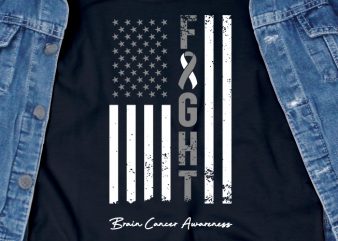 Fight Brain Cancer – brain cancer awareness – american flag – funny t-shirt design – commercial use