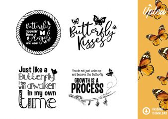 Butterfly Quotes Bundle SVG – commercial use