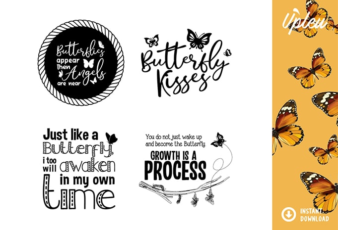 Butterfly Quotes Bundle SVG – commercial use t shirt design for merch teespring and printful