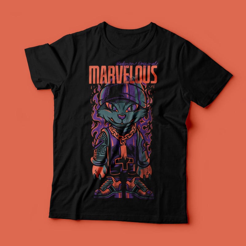 Marvelous Cat T-Shirt Design