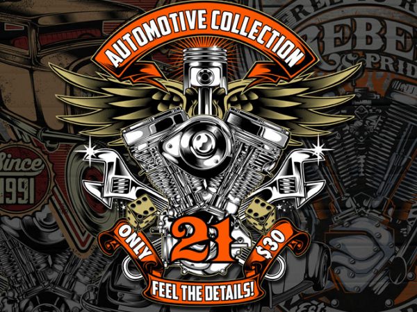 Automotive collection graphic t-shirt