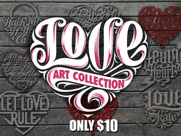 Love art bundle t shirt vector graphic