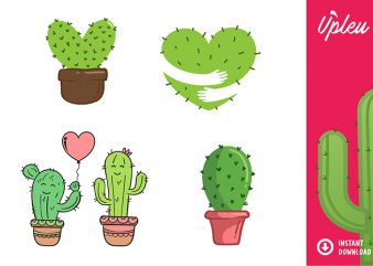 Cactus Heart Bundle SVG – Love – commercial use