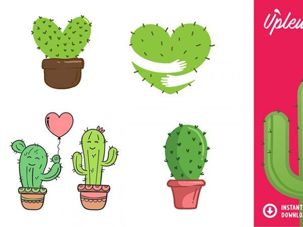 Cactus heart bundle svg – love – commercial use t shirt vector file