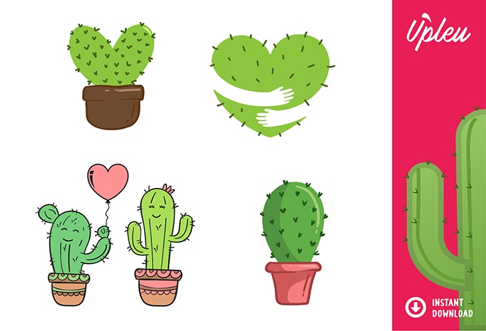 Cactus Heart Bundle SVG – Love – commercial use t shirt design for teespring