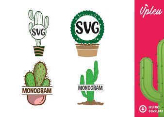 Cactus Monogram Bundle SVG – commercial use t shirt vector file
