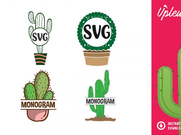 Cactus monogram bundle svg – commercial use t shirt vector file