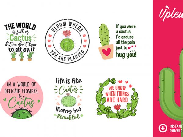 Cactus quotes svg bundle – commercial use t shirt vector file