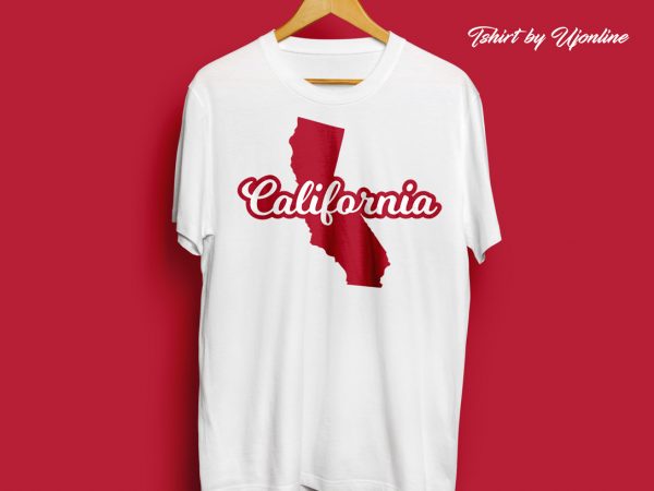 California map typography t-shirt design for sale