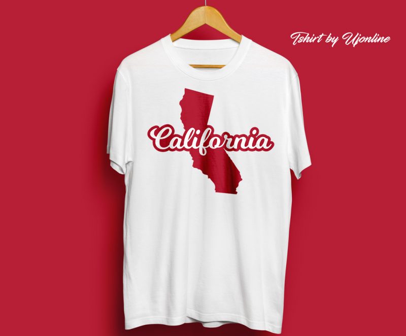 California Map Typography t-shirt design for sale
