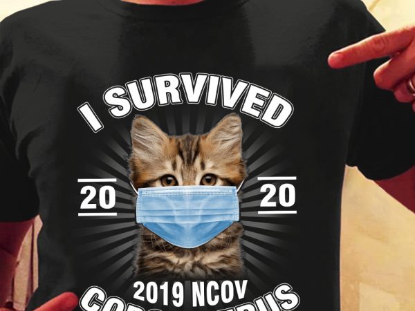 Cat i survived coronavirus t shirt design template