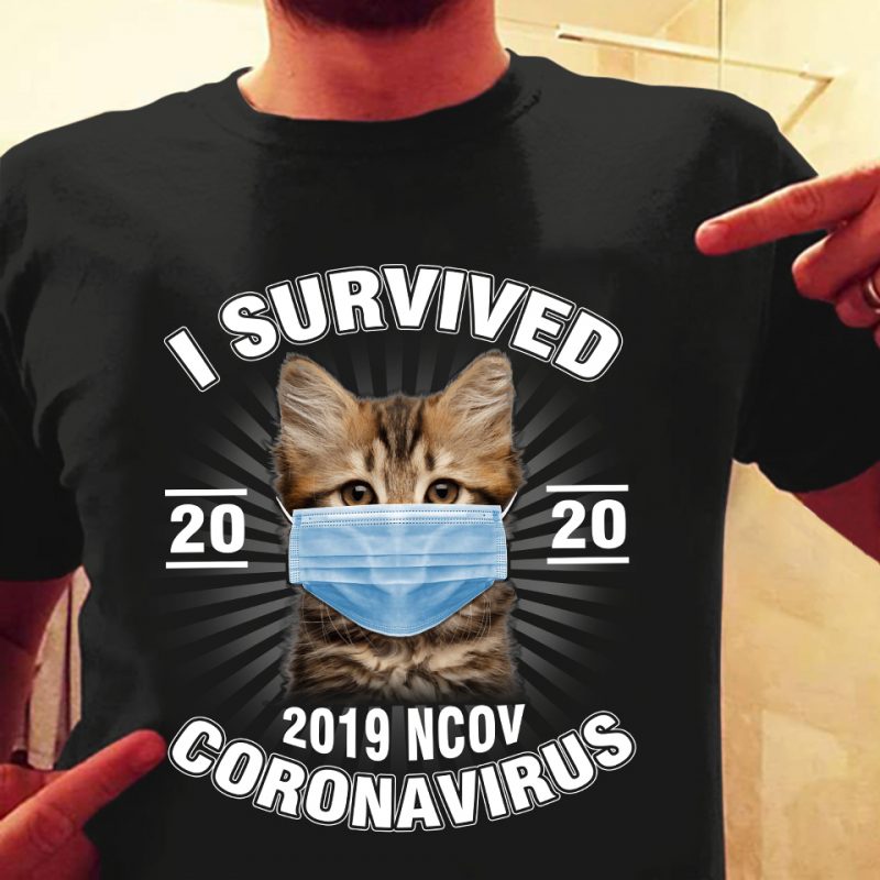 Cat I survived Coronavirus t shirt design template