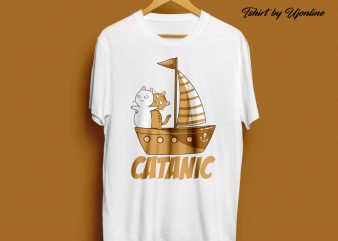 Catanic Cat Funny Vector graphic t-shirt design