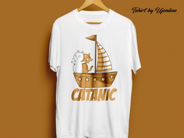 Catanic cat funny vector graphic t-shirt design