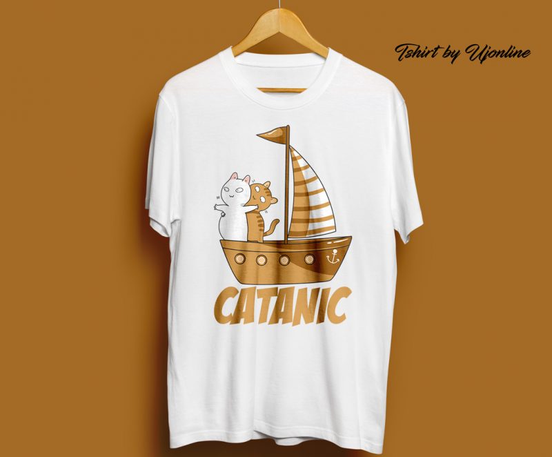 Catanic Cat Funny Vector graphic t-shirt design