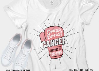 Crush Breast Cancer Together t shirt design for purchase