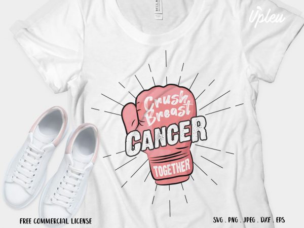 Crush breast cancer together t shirt design for purchase