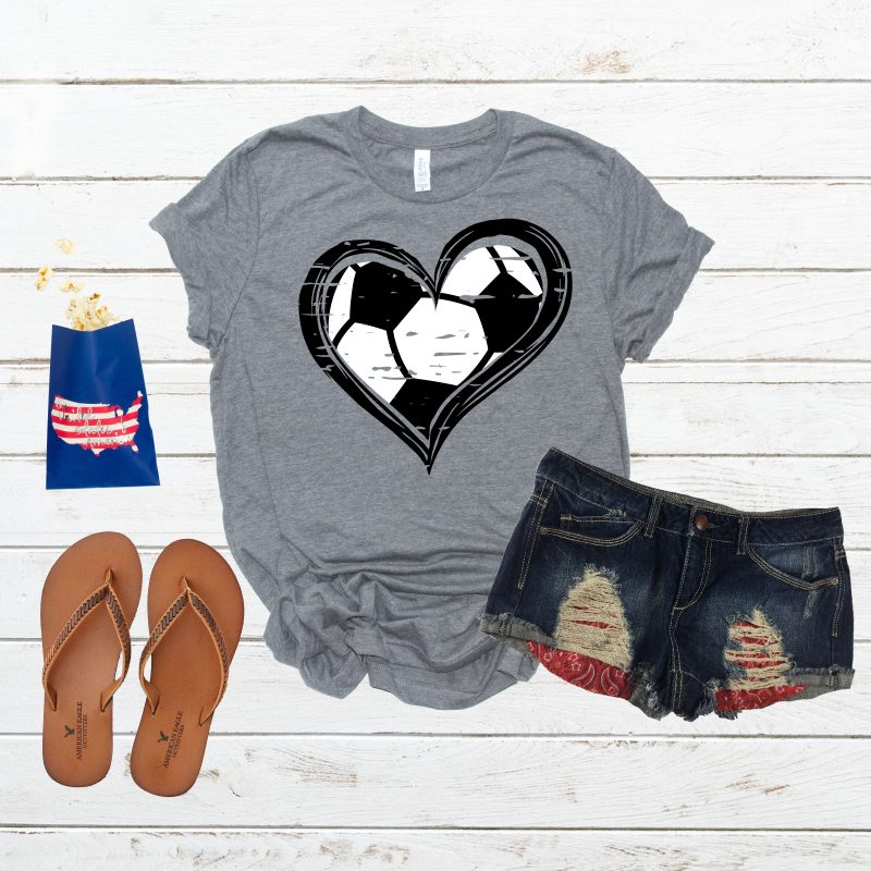 Distressed Soccer Hearted Ball t shirt design template