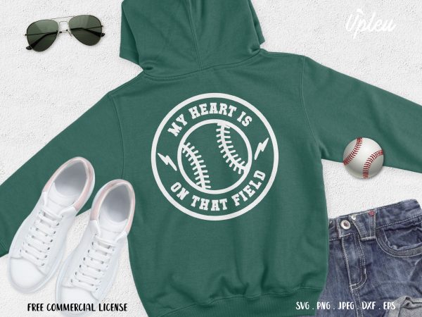 My heart is on that field baseball print ready t shirt design