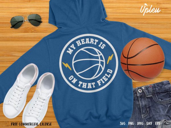 My heart is on that field basketball t-shirt design for sale