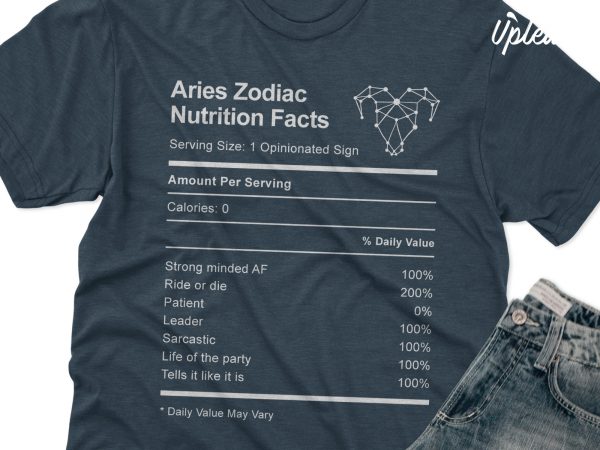 Aries zodiac nutrition facts t shirt design template