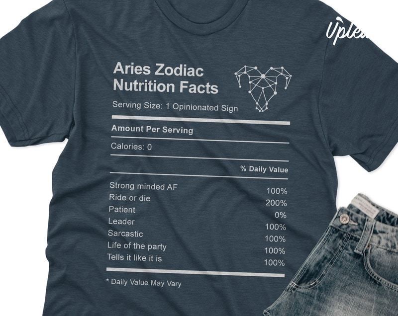 Aries Zodiac Nutrition Facts t shirt design template - Buy t-shirt designs