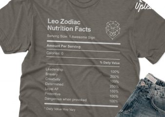 Leo Zodiac Nutrition Facts t shirt design template