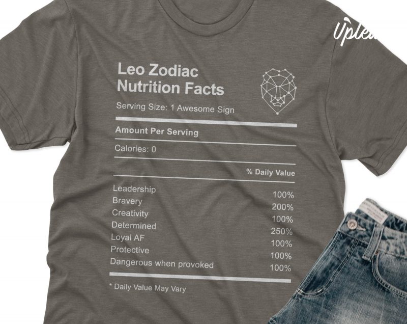 Leo Zodiac Nutrition Facts t shirt design template