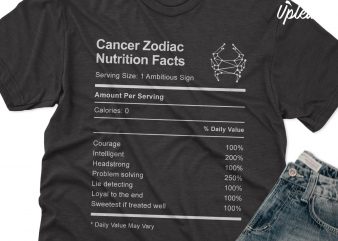 Cancer Zodiac Nutrition Facts t shirt design template