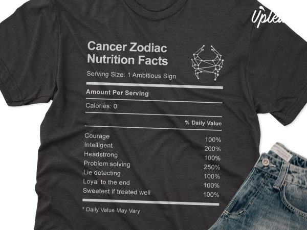 Cancer zodiac nutrition facts t shirt design template